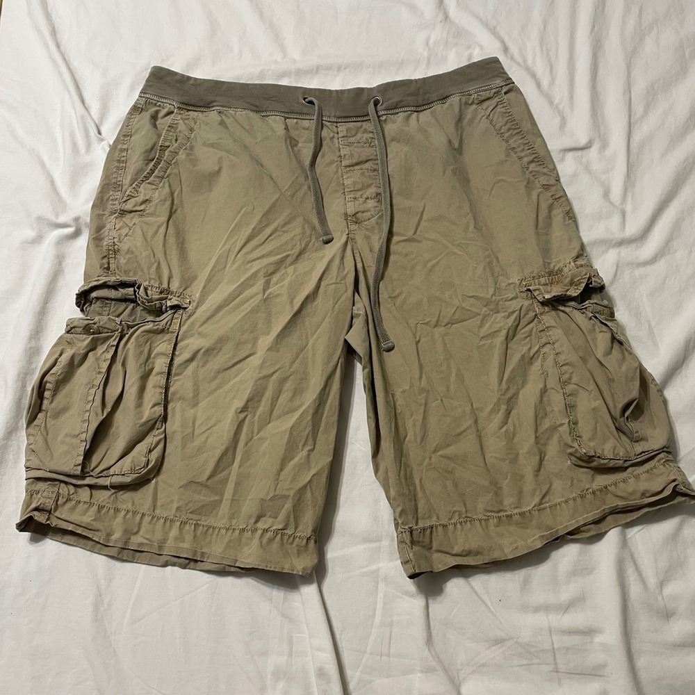 James Perse Cargo Shorts Mens 4 Tan MPR4069 Standard Drawstring Khaki Cotton